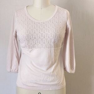 Tencel Silk & Cotton Blush 3/4 Sleeve Knit Top Size S